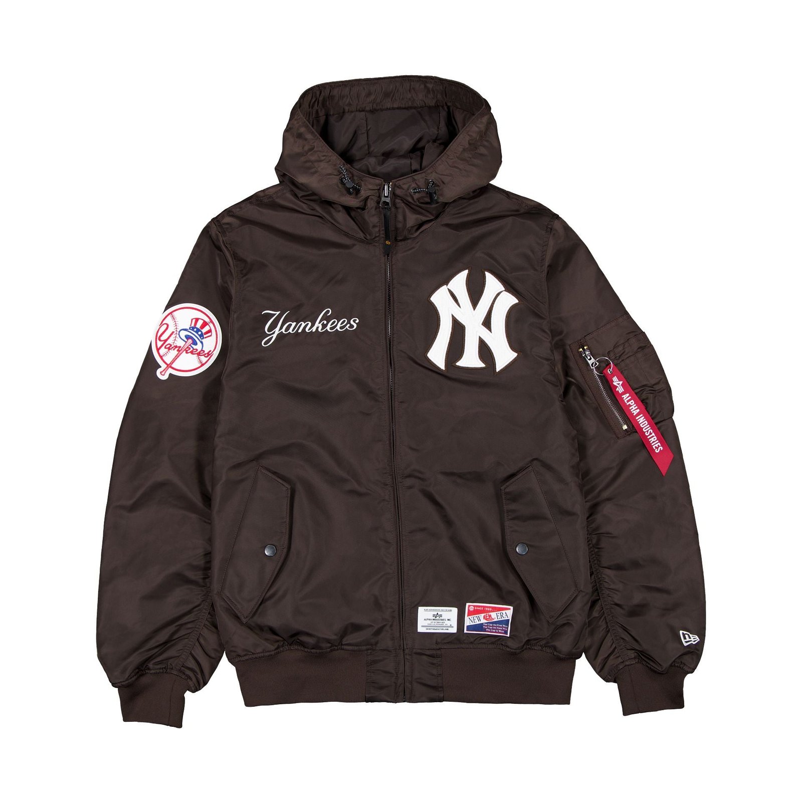 60564183_JACKET_MLBXALPHA24_NEYYAN_BROWN_F.jpg Alpha Industries x New York Yankees L-2B Hooded Bomber Jacket Brown - Image 1