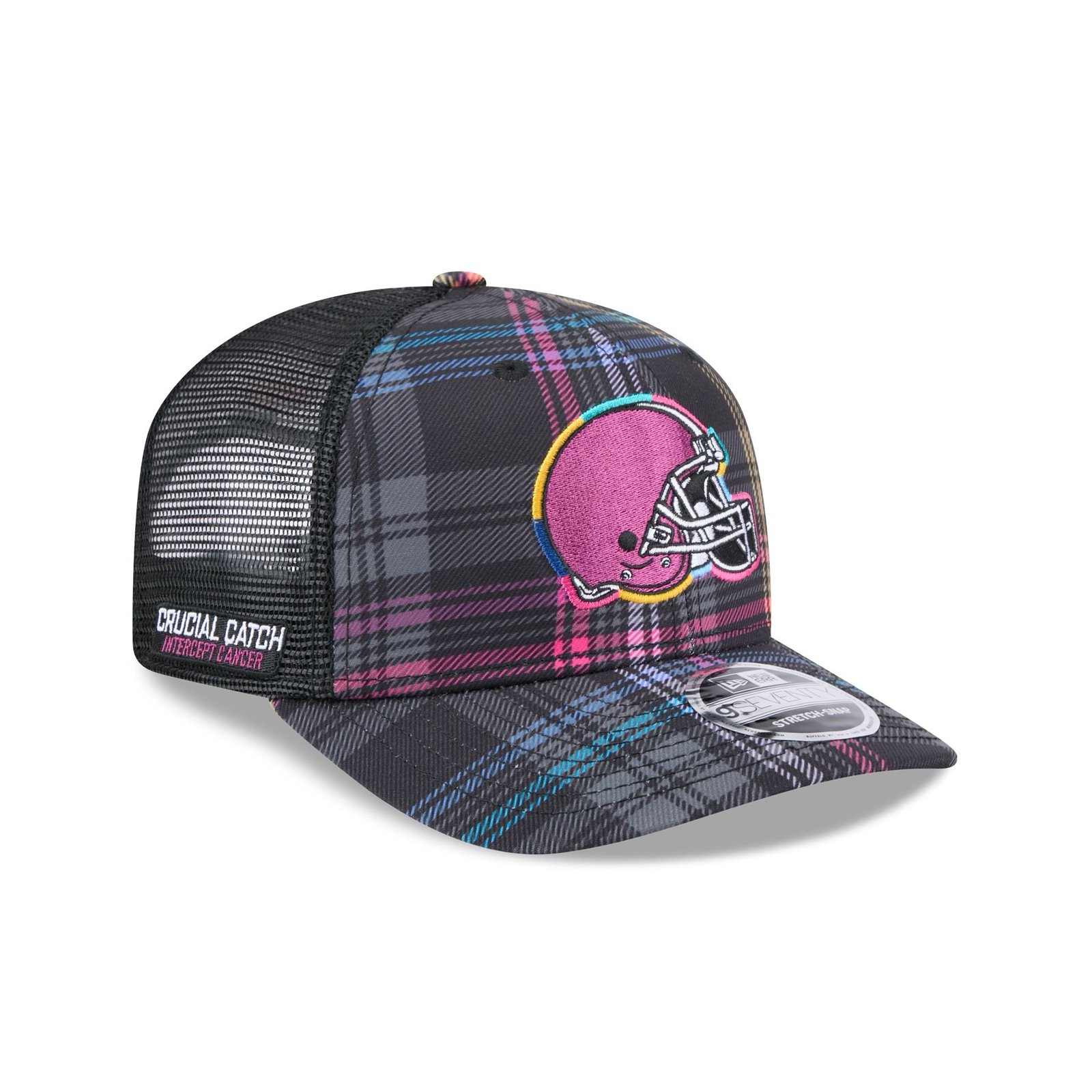 60583659_9SEVENTY_NFL24CC970_CLEBRO_XMT_3QR.jpg Cleveland Browns 2024 Crucial Catch 9SEVENTY Trucker Hat - Image 1